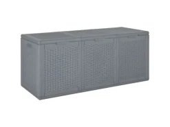 furnicato Universalboxen|Auflagenboxen|Gartenbox Grau PP Rattan 270 L