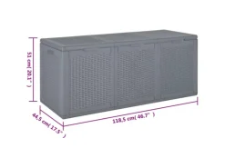 furnicato Universalboxen|Auflagenboxen|Gartenbox Grau PP Rattan 270 L