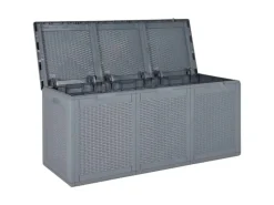 furnicato Universalboxen|Auflagenboxen|Gartenbox Grau PP Rattan 270 L