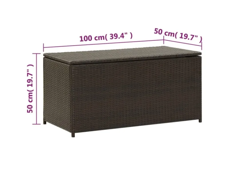 Gartenbox Poly Rattan 100x50x50 cm Braun*furnicato Best