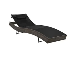 Sonnenliege mit Kissen Poly Rattan Braun*furnicato