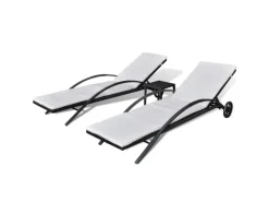 Sonnenliegen mit Tisch Poly Rattan Schwarz*furnicato Online