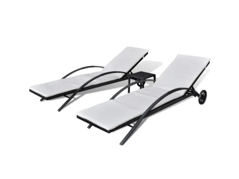 Sonnenliegen mit Tisch Poly Rattan Schwarz*furnicato Online