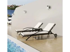 Sonnenliegen mit Tisch Poly Rattan Schwarz*furnicato Online