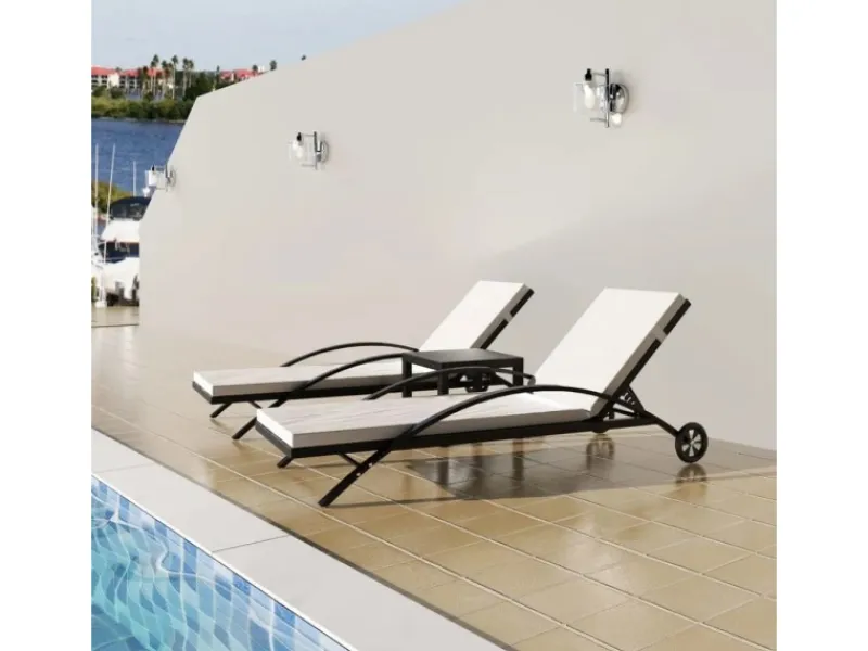 Sonnenliegen mit Tisch Poly Rattan Schwarz*furnicato Online