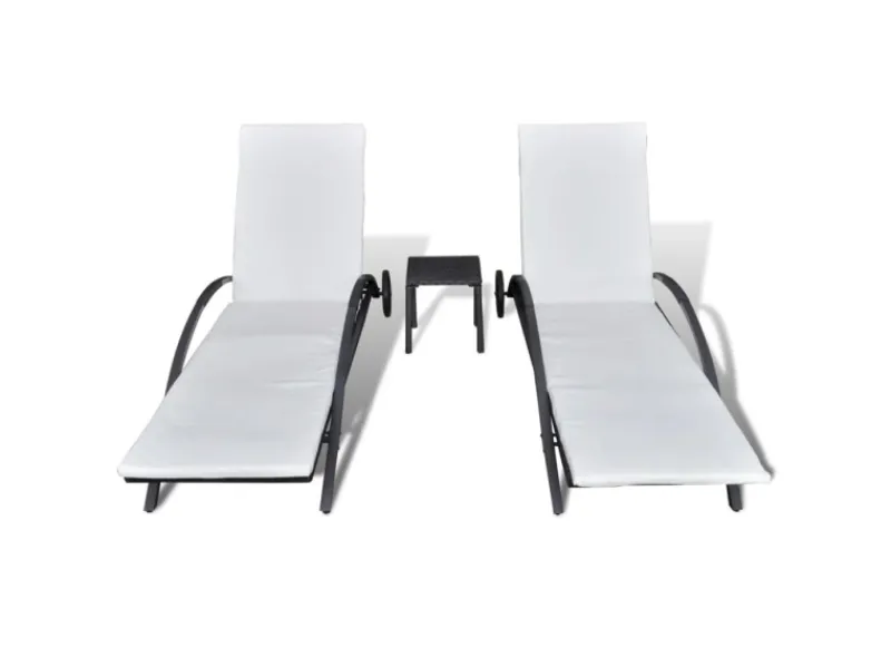 Sonnenliegen mit Tisch Poly Rattan Schwarz*furnicato Online