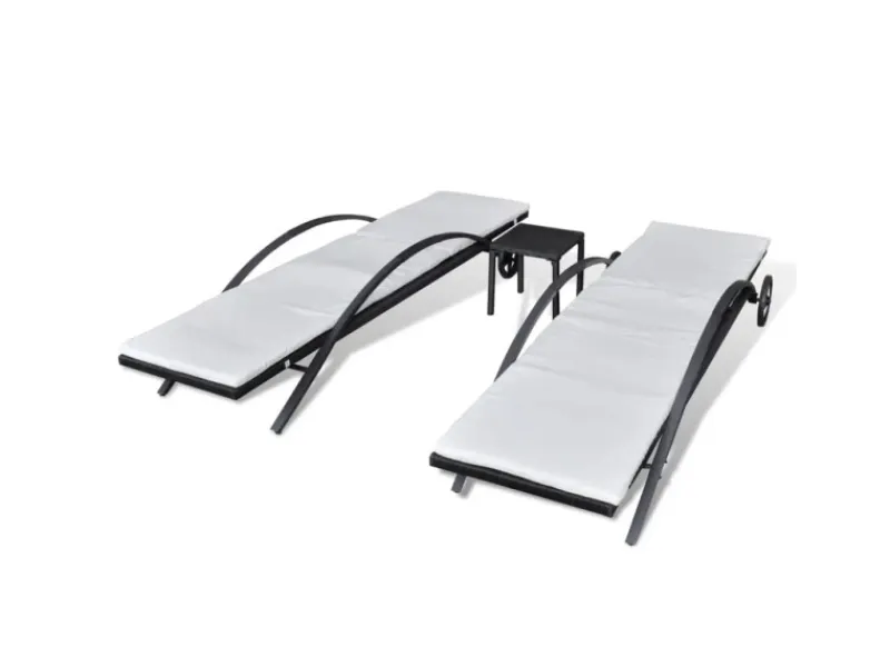 Sonnenliegen mit Tisch Poly Rattan Schwarz*furnicato Online