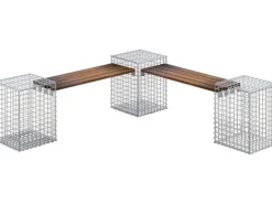 Gabiona Gartenbänke|3-Gabionenbank Cumaru 45 cm x 60 cm x 45 cm Maschenweite 5 cm x 5 cm