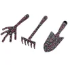 Galaflor Gartenhandgeräte|Kleingeräte Set Blumenmotiv mit Blumenkelle Handrechen Handgrubber