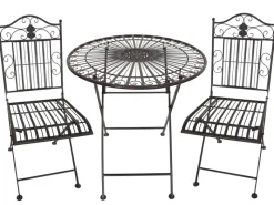 Garden Pleasure Balkonmöbel|Balkon-Set Mangan Ø 70 cm x 73 cm Schwarz-Braun