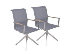 Garden Pleasure Gartenstühle|Drehstuhl Salida 2er Set 95 cm x 63 cm x 54 cm Silber-Grau