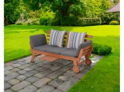 Garden Pleasure Gartenbänke|Gartenbank Rincon mit Auflage 77,5 x 68 x 190 cm Braun-Grau FSC®
