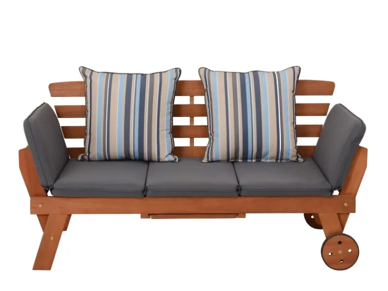 Garden Pleasure Gartenbänke|Gartenbank Rincon mit Auflage 77,5 x 68 x 190 cm Braun-Grau FSC®