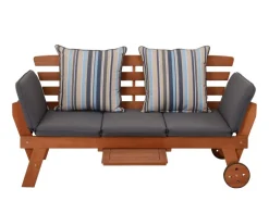 Garden Pleasure Gartenbänke|Gartenbank Rincon mit Auflage 77,5 x 68 x 190 cm Braun-Grau FSC®