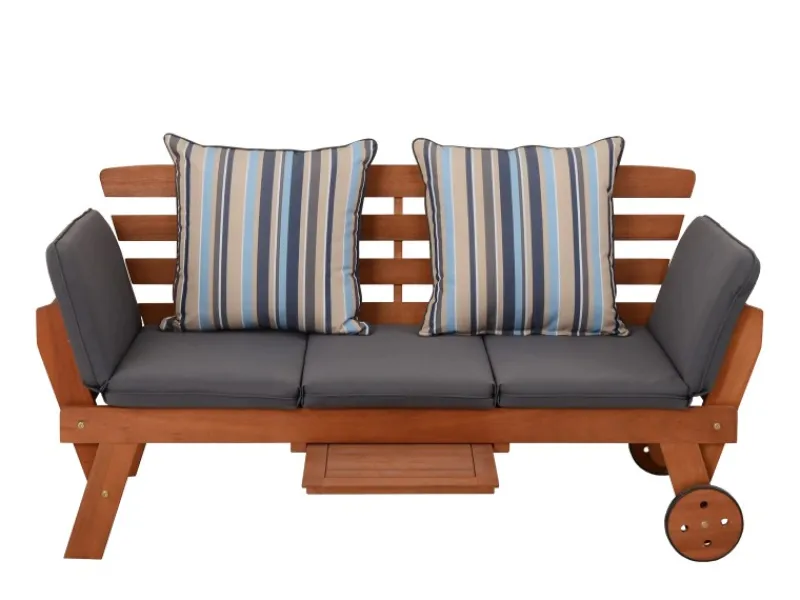 Garden Pleasure Gartenbänke|Gartenbank Rincon mit Auflage 77,5 x 68 x 190 cm Braun-Grau FSC®