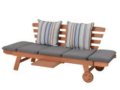 Garden Pleasure Gartenbänke|Gartenbank Rincon mit Auflage 77,5 x 68 x 190 cm Braun-Grau FSC®