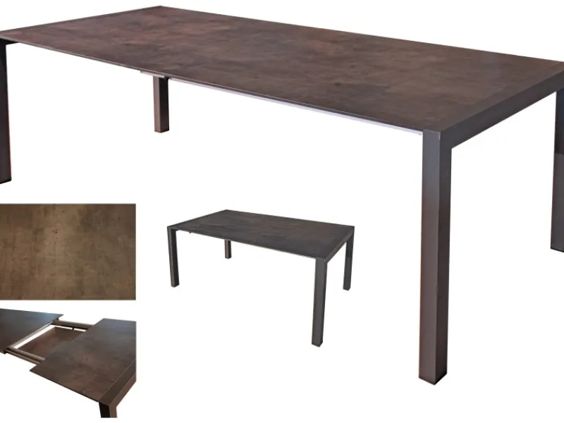 Garden Pleasure Gartentische|Gartentisch SOPHIA Rechteckig ausziehbar Grau 92 cm x 267 cm