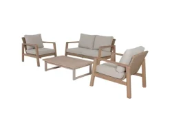 Lounge-Set San Mateo 4-teilig mit Kissen Braun FSC®*Garden Pleasure