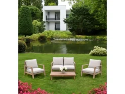 Lounge-Set San Mateo 4-teilig mit Kissen Braun FSC®*Garden Pleasure