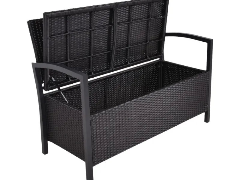 Garden Pleasure Trampoline|Parkbank Ferrara mit Ablagefach 117 cm x 86 cm x 58 cm Schwarz