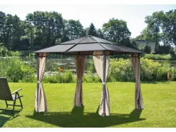 Garden Pleasure Pavillons|Pavillon Napa Aluminium 300 cm x 300 cm Anthrazit/Creme