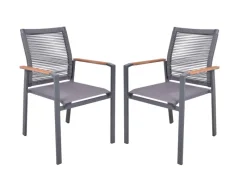 Garden Pleasure Gartenstühle|Stapelstuhl Davina 2er Set Braun-Anthrazit FSC®