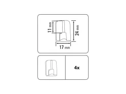 Gardinia Rechen|Klebehaken für Vitragestangen Ø 11 mm 4-er Pack