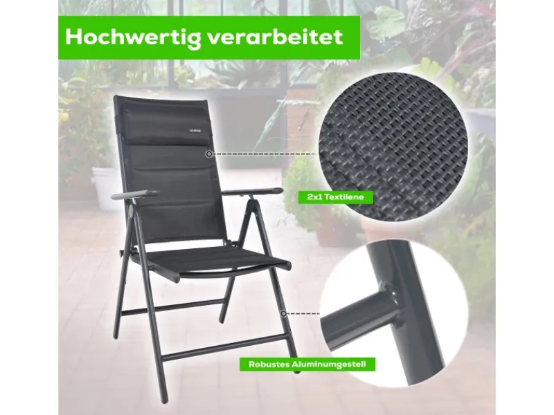 Gartenstuhl Balkonstuhl FLORENZ Anthrazit - Gartenstuhl FLORENZ, robustes Aluminiumgestell für Garten*Garmio Best