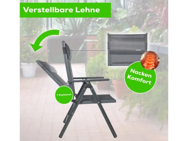 Gartenstuhl Balkonstuhl FLORENZ Anthrazit - Gartenstuhl FLORENZ, robustes Aluminiumgestell für Garten*Garmio Best