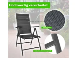 Garmio Gartenstühle|Gartenstuhl Balkonstuhl FLORENZ Schwarz - Gartenstuhl FLORENZ, robustes Aluminiumgestell für Garten