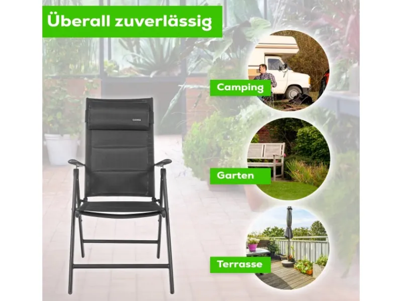 Garmio Gartenstühle|Gartenstuhl Balkonstuhl FLORENZ Schwarz - Gartenstuhl FLORENZ, robustes Aluminiumgestell für Garten