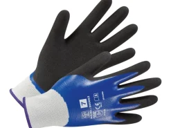 LUX-TOOLS Gartenbekleidung|Gartenhandschuh Nitril-Vollbeschichtung Blau-Schwarz Größe 7