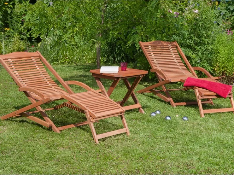 Merxx Sonnenliegen|Gartenliegen-Set Copa Cabana Natur 3-tlg.