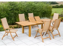 Merxx Gartenmöbel-Sets|Gartenmöbel-Set Capri 7-tlg. Natur inkl. Doppelausziehtisch