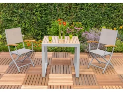 Gartenmöbel-Set Naxos 3-tlg. Grau inkl. Tisch 80/120 cm x 70 cm*Merxx Best