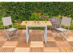 Gartenmöbel-Set Naxos 3-tlg. Grau inkl. Tisch 80/120 cm x 70 cm*Merxx Best