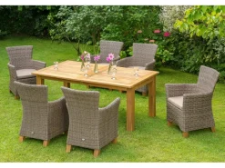 Merxx Lounge-Gartenmöbel|Gartenmöbel-Sets|Gartenmöbel-Set Toskana 13-tlg. Natur  inkl. Ausziehtisch