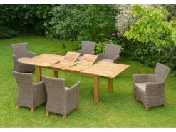 Merxx Lounge-Gartenmöbel|Gartenmöbel-Sets|Gartenmöbel-Set Toskana 13-tlg. Natur inkl. Ausziehtisch