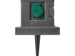 Gartensteckdose Steinoptik mit Schutzdeckel 4-fach*