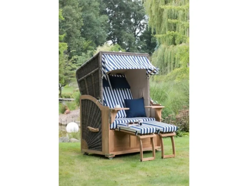Strandkorb Nordstrand Teak PE Grey Dessin 537*GarWoh
