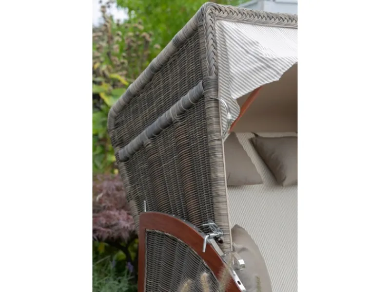 GarWoh Strandkörbe|Strandkorb Nordstrand Mahagoni PE Grey Dessin 550