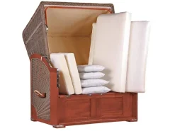 GarWoh Strandkörbe|Strandkorb Nordstrand Mahagoni PE Grey Dessin 550