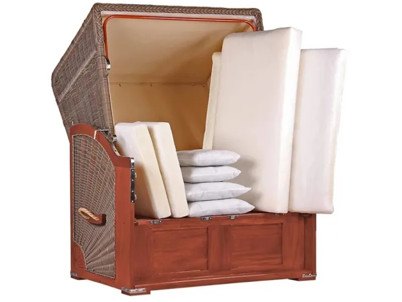 GarWoh Strandkörbe|Strandkorb Nordstrand Mahagoni PE Grey Dessin 550