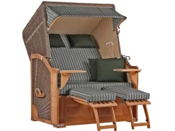 GarWoh Strandkörbe|Strandkorb Nordstrand Teak PE Grey Dessin 504