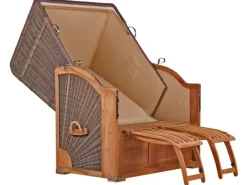 GarWoh Strandkörbe|Strandkorb Nordstrand Teak PE Grey Dessin 504