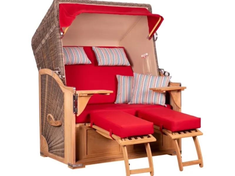 Strandkorb Nordstrand Teak PE Grey Dessin 585*GarWoh