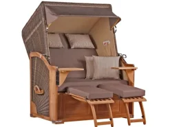 GarWoh Strandkörbe|Strandkorb Nordstrand Teak PE Grey Dessin 534