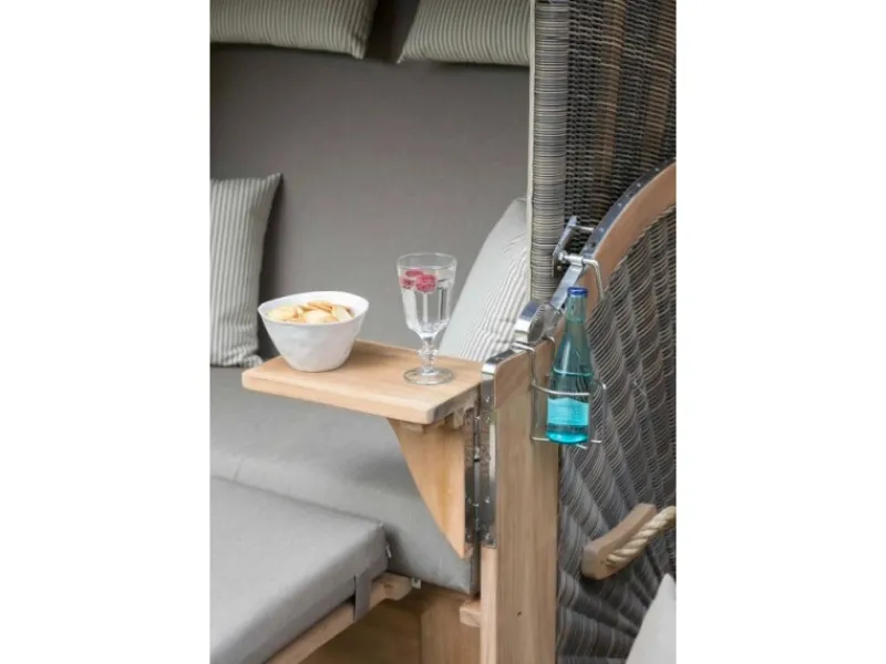 Strandkorb Nordstrand Teak PE Grey Dessin 586*GarWoh Clearance