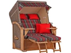 GarWoh Strandkörbe|Strandkorb Nordstrand Teak PE Grey Dessin 529