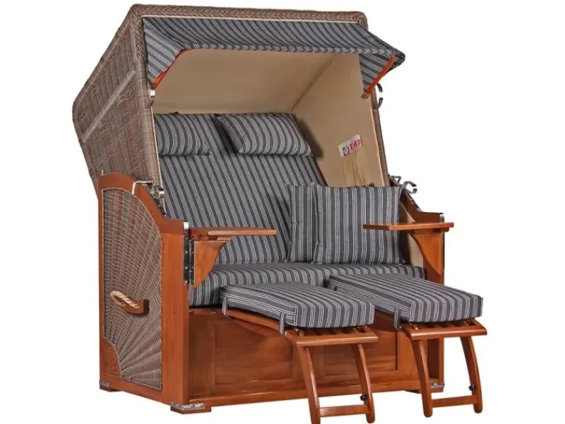 GarWoh Strandkörbe|Strandkorb Nordstrand Mahagoni PE Grey Dessin 500